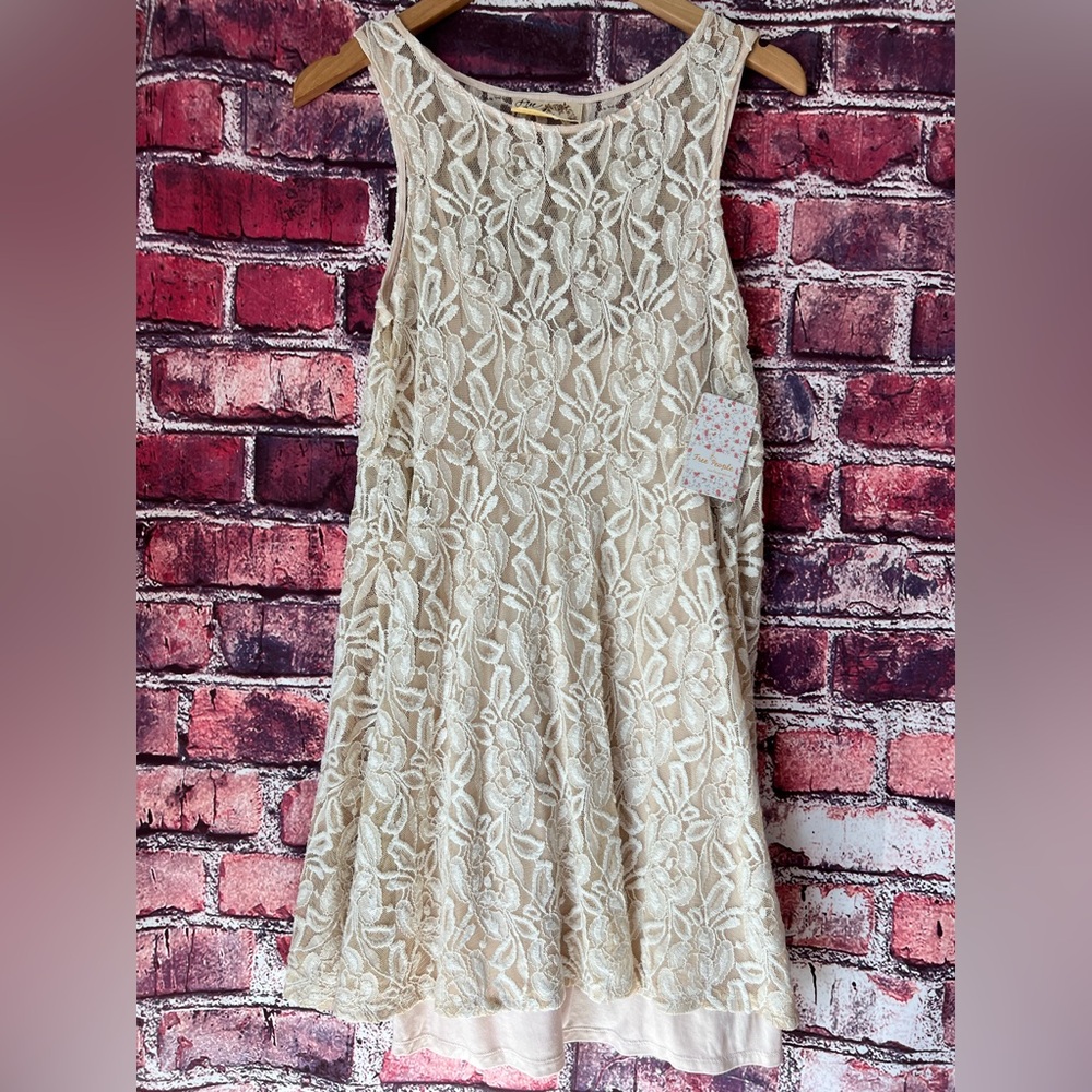 NWT Free People "Miles of Lace" Sleeveless Skater Dress – Ivory